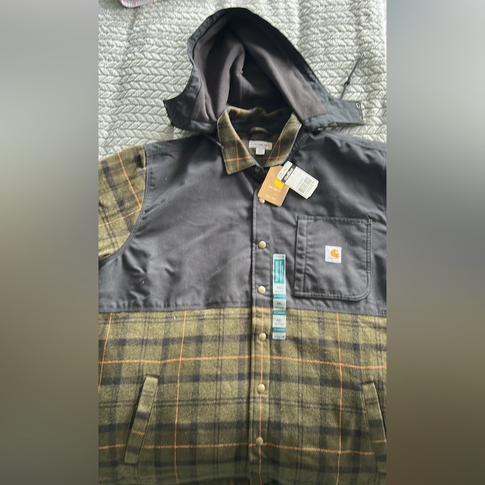 Carhartt Hooded Jacket - Olive Plaid & Black BRAND NEW